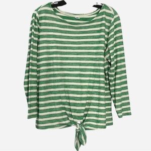 Striped Long Sleeve Tie Front Blouse